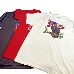 Mixed Brand Patriotic Graphic T-Shirts Lot of 3 USA Eagle 2nd Amendment Adult L